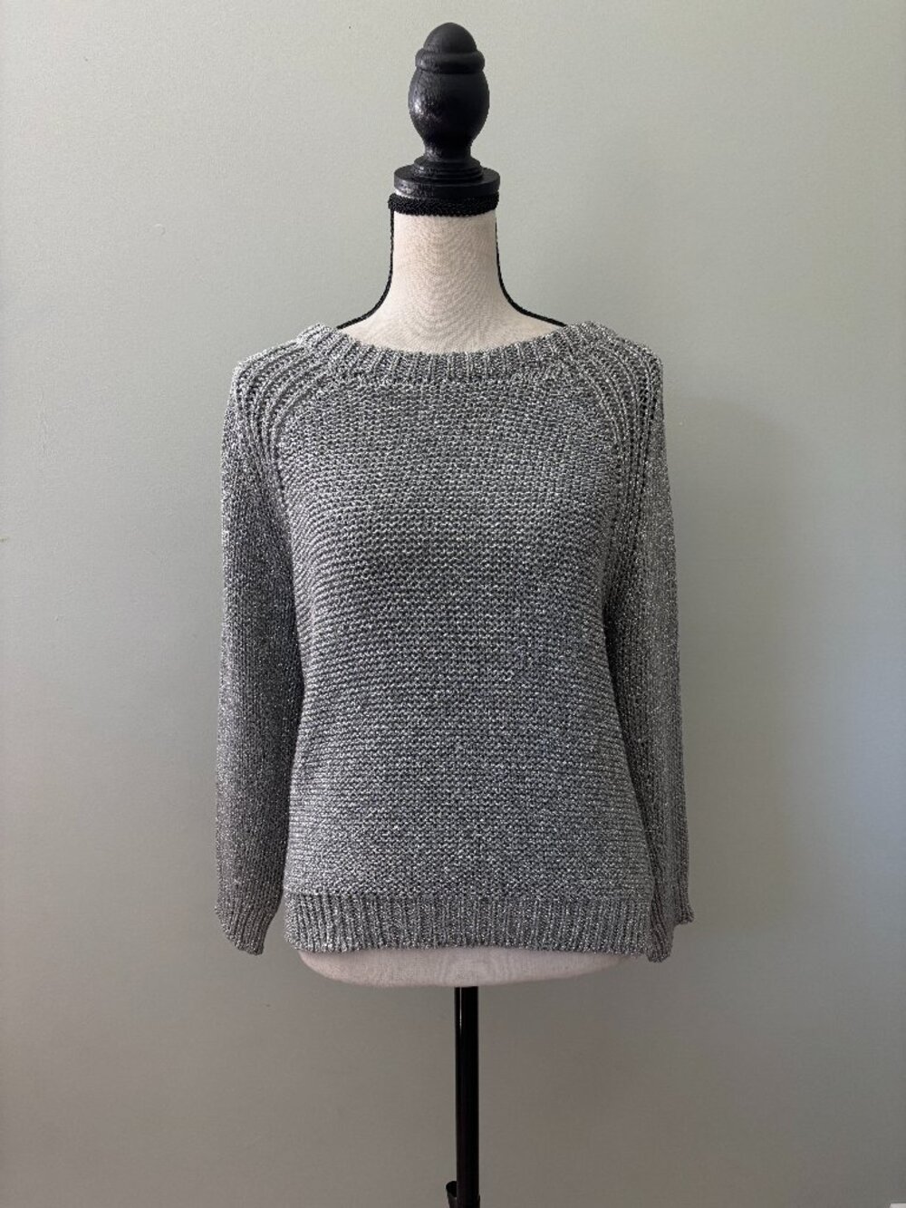 Essentiel Antwerp Silver Metallic Knit Sweater — Size S like New